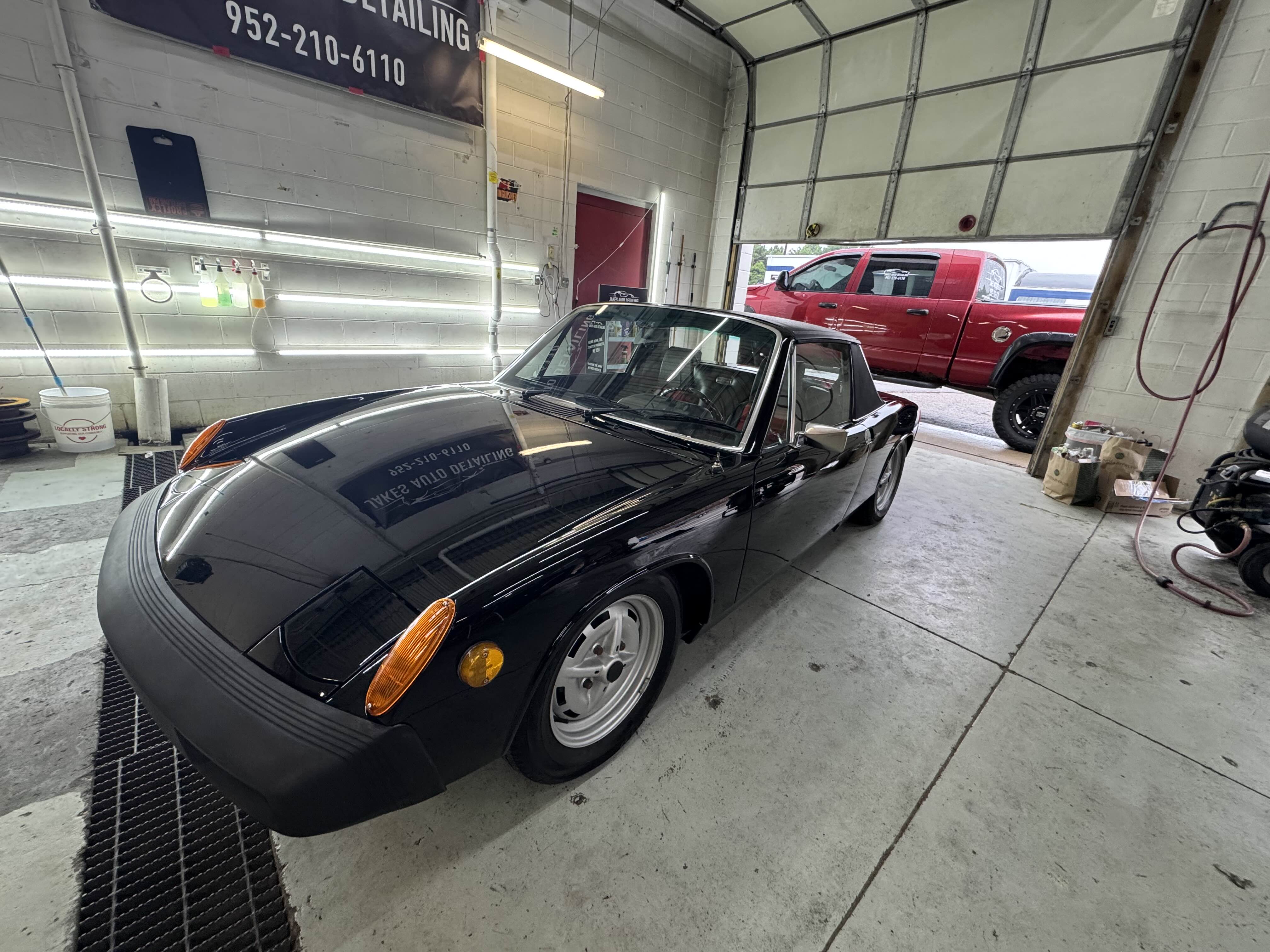 Classic Porsche 914 in detailing garage